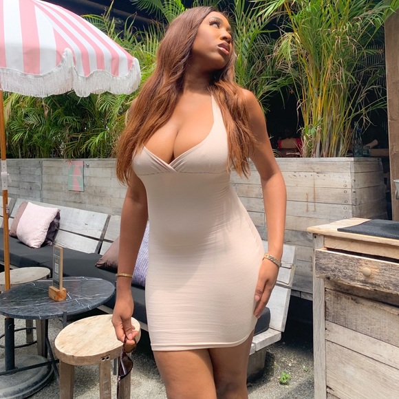 Oh polly beige halter neck dress wrap - Picture 6 of 7